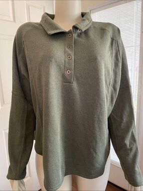 Women's Olive Green Knit Polo Pullover
